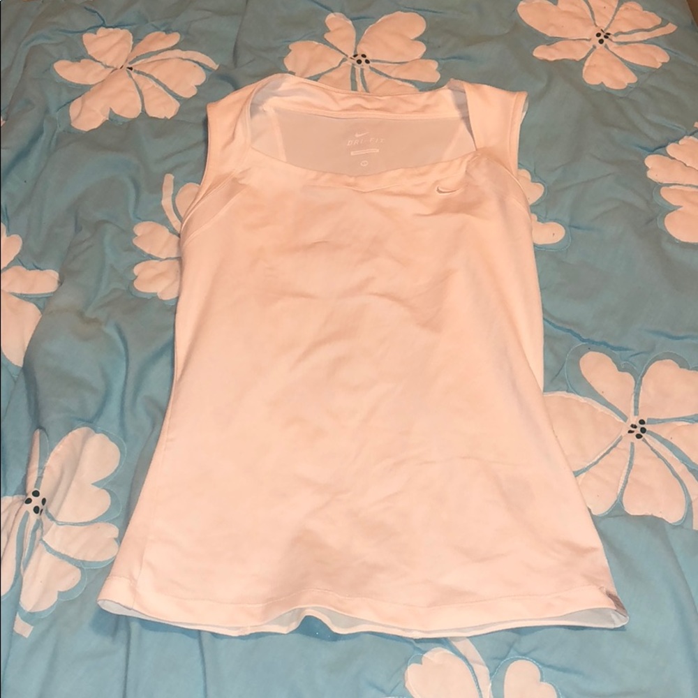 White closed back tank